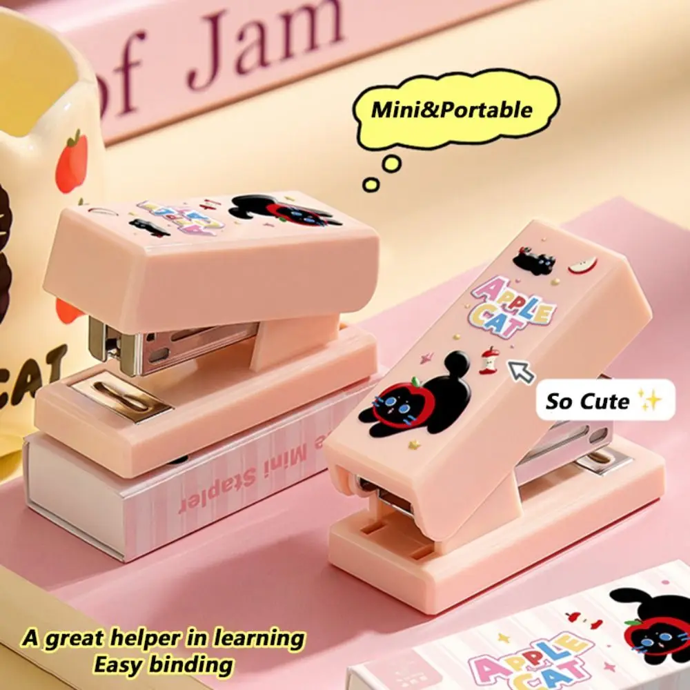 Dachshund/Black Cat Stapler Mini Portable Use 24/6 Staples Manual Stapling Machine Portable Labor-saving Manual Binding Tool
