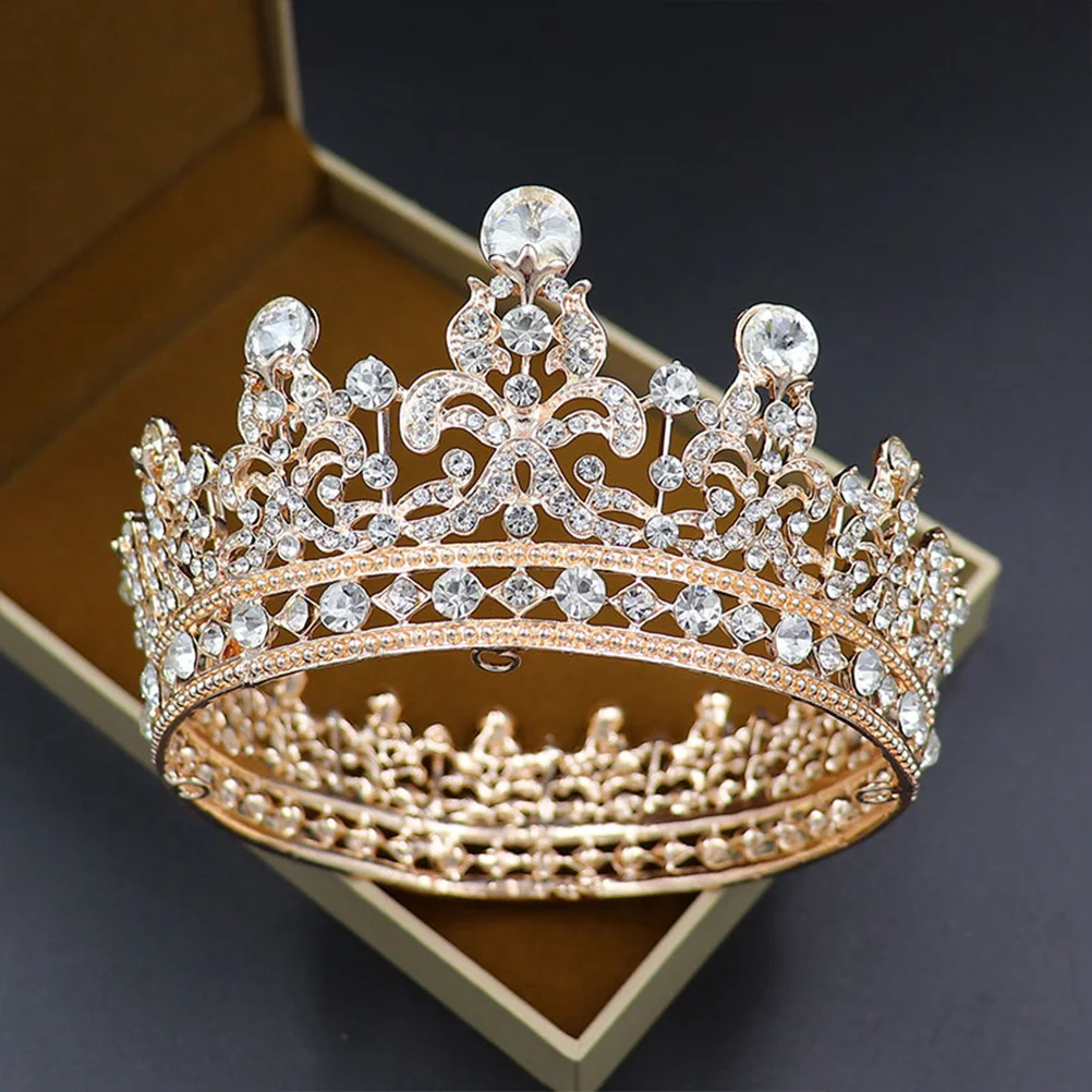 Rhinestone Hair Crown Baroque Crystal Tiara Bridal Headdress Lightweight Alloy Wedding Party Accessory for Bride Women