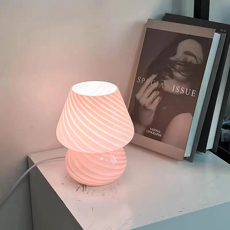 vintage cogumelo listrado vidro lampada de mesa mesa pequena cabeceira luzes led quarto luz ambiente menina quarto e decoracao sala 01