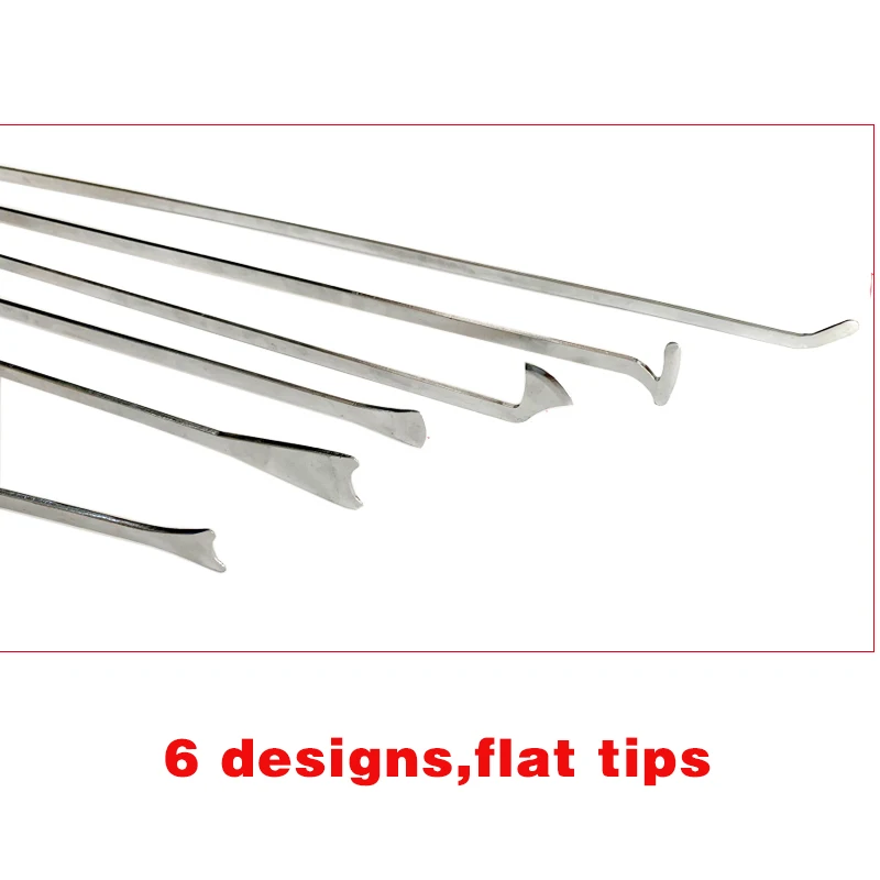 6pcs  Whale Tails hooks Flat bar tools Swallow tail rod car and hail dent repair paint-less dent removal