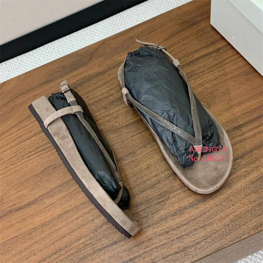 2025 шлепанцы, замшевые сандалии-гладиаторы на плоской платформе, женская пляжная обувь с разделенным носком, летняя повседневная вечерняя обувь для прогулок для женщин