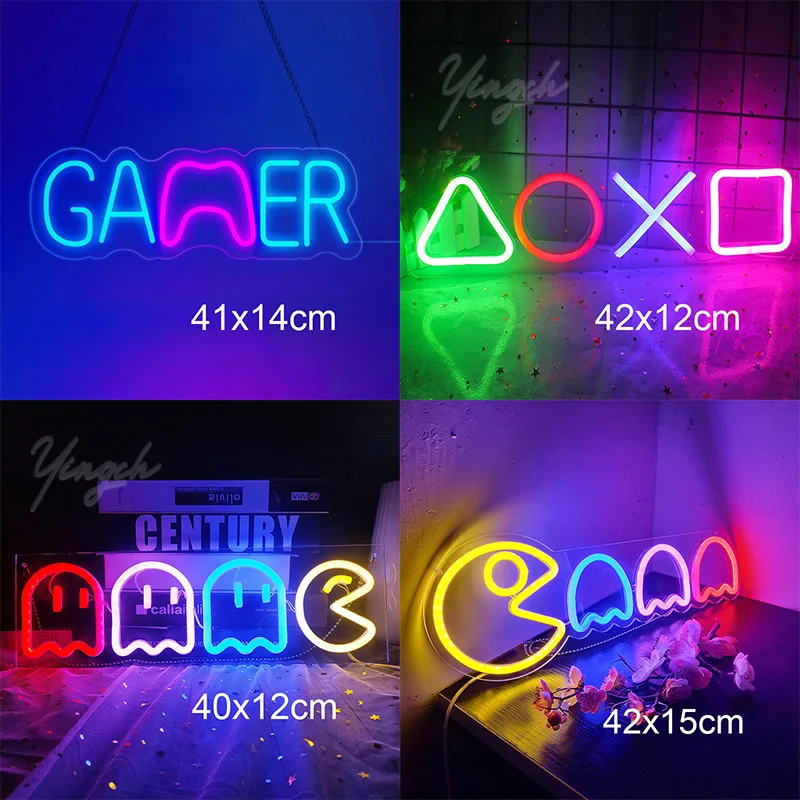 

Икона игры PS4, неоновая вывеска на заказ, светодиодные неоновые огни для геймера, украшение игровой комнаты, атмосферная лампа с диммером, USB-разъем, подарок для бара, клуба