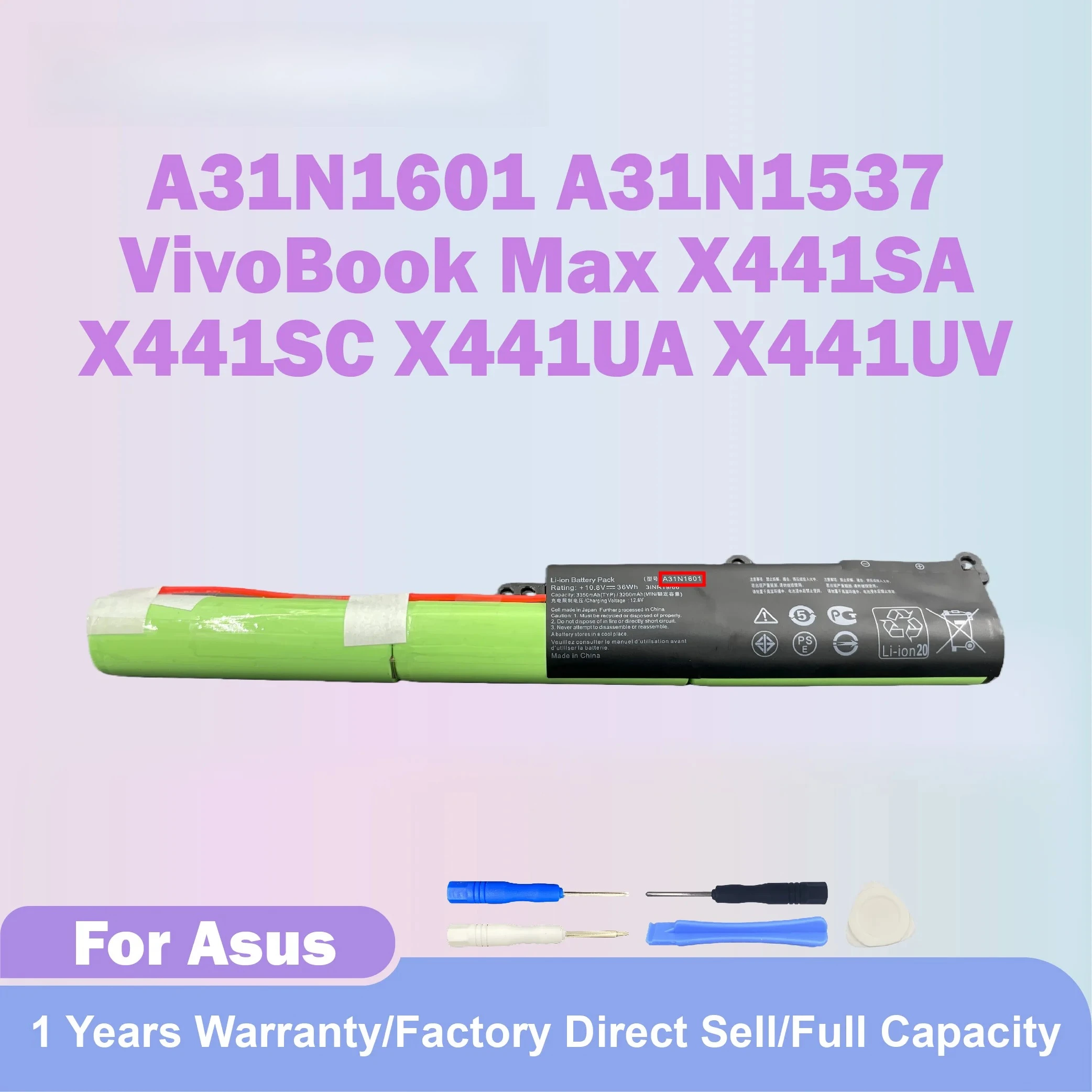 100% High Quality Battery A31N1601 36Wh 3333mAh Replacement A31LP4Q For ASUS F541UA R541UA R541UJ R541UV X541SA X541SC X541U X54