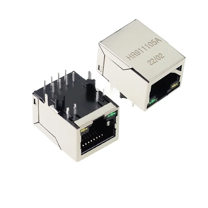 1PCS HY911105A HR911105A RJ45 Network Filter, LED Lamp 100M Ethernet Network Transformer PCB Socket