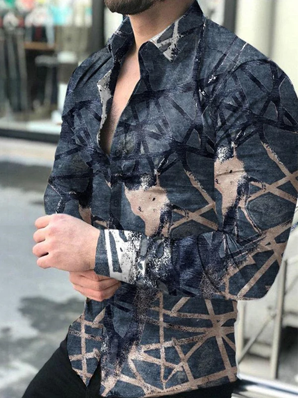 

Long Sve Printed irt plus Size Мужская модная летняя повседневная одежда Slim Fit Европейский простой Sle Другой материал 00%