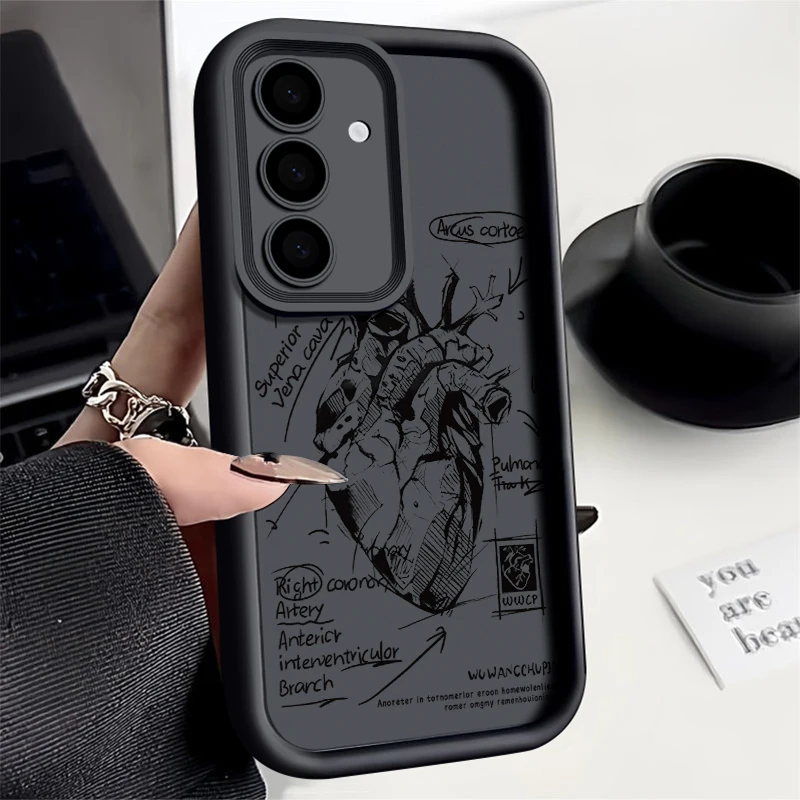 Samsung Phone Case Suitable S24 S23 S22 Ultra Plus S21 A55 A54 A53 A52 A35 A25 A15 A14 5G Heart example diagram Silicone Cover - náhled 5