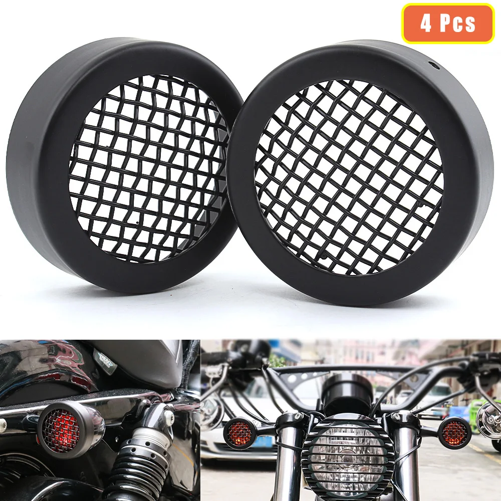 

Front&Rear Black Turn Signal Grill Cover Motorcycle Turn Signal Light Bulbs Protect For Harley Sportster XL With 60mm(2.5 In)