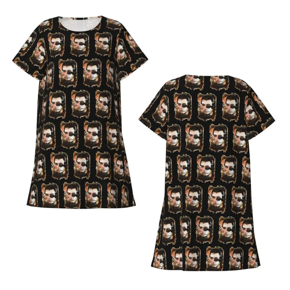 Custom Universal Soldier Jean Claude Van Damme Short Sleeves Nightdress For Sleeping Women Short Sleeve Nightgowns Pajama Dress