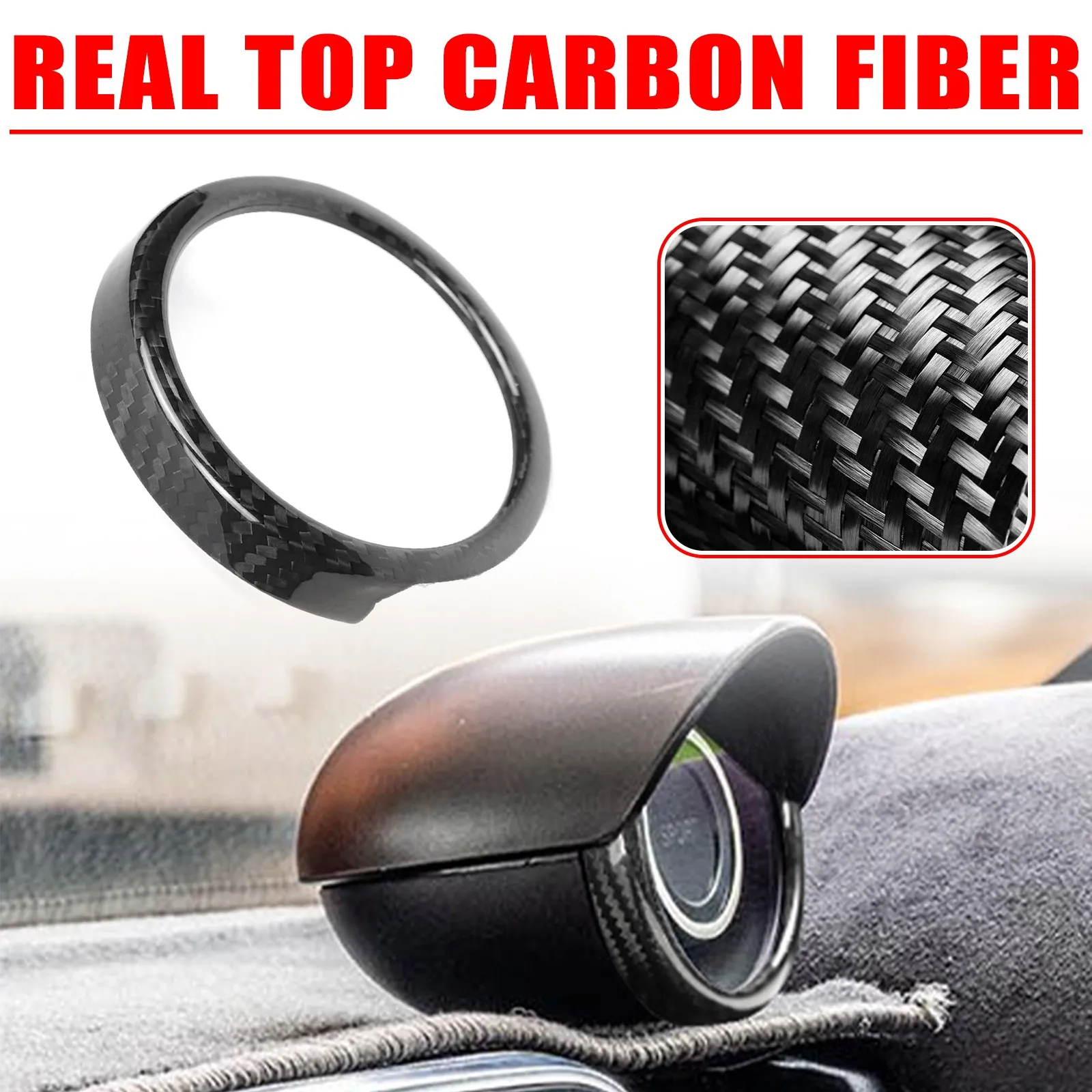 For Fiat Abarth 595 2012-2023 Dashboard Tachometer Ring Cover Carbon Fiber Black