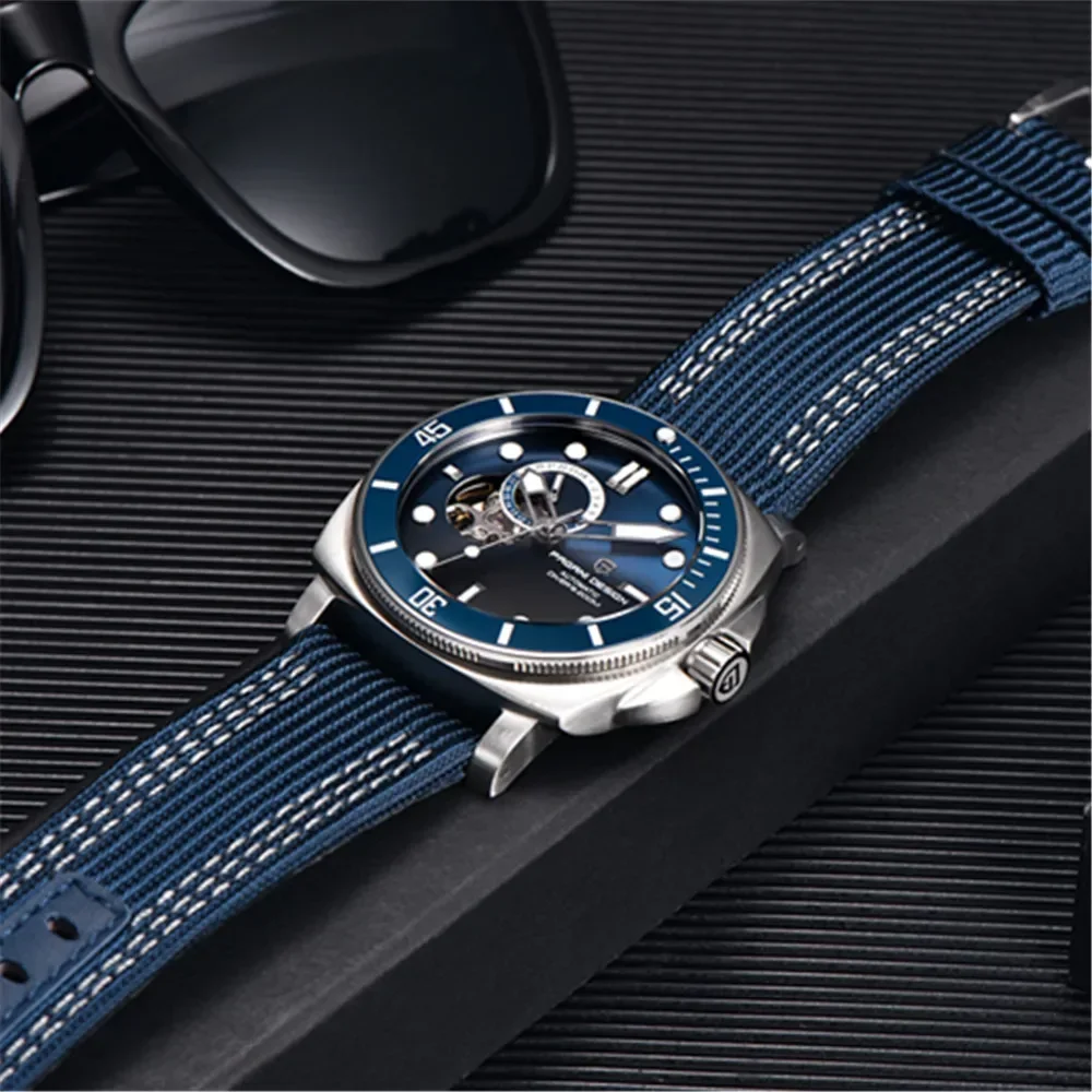 PAGANI DESIGN Men\'s Automatic Watch Japan TMI NH39 Tourbillon Skeleton Sapphire Crystal Mechanical Wrist Watch 200M Waterproof