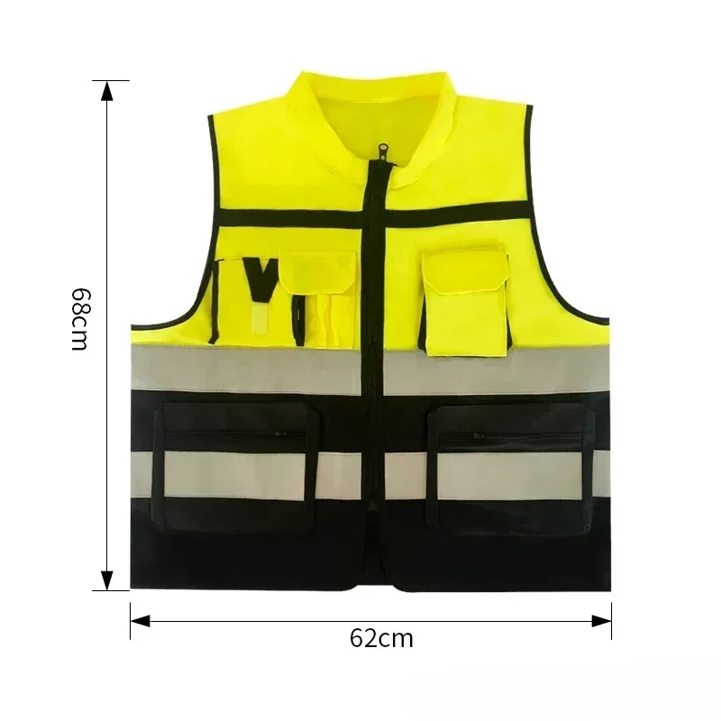 High Visibility Security Reflective Vest Pockets Design Reflective Vest Outdoor Traffic Safety Cycling Wear