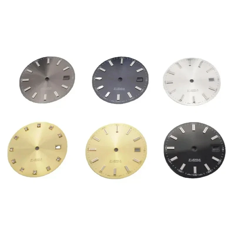 31mm Gold Sliver Watch Dial Calendar Window Luminous Sterile Dial DIY Men Watch Faces for Datejust Seiko NH35A NH36 Movement