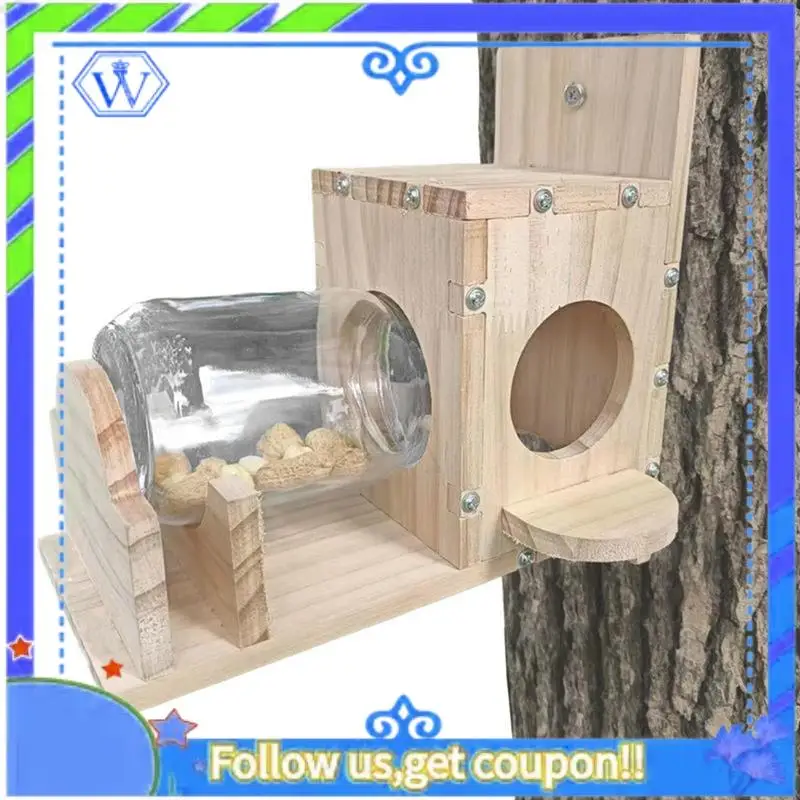 

Easy To Use Squirrel Feeding Box Durable Food Container Wooden Squirrel Pet Food Storage Tools Squirrel Bird Feeder Durable
