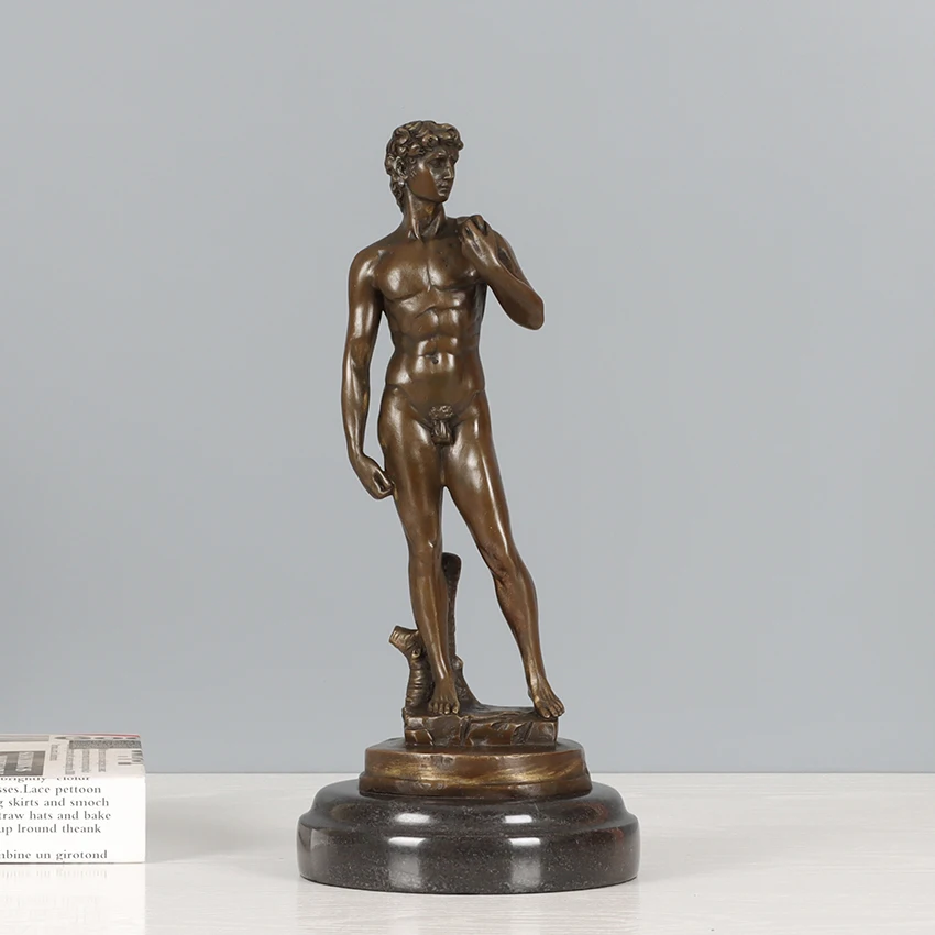 David Statue by Michelangelo Replica Bronze Famous Sculpture Collectible Nude Man Figurine Art Hot Casting Home Decor