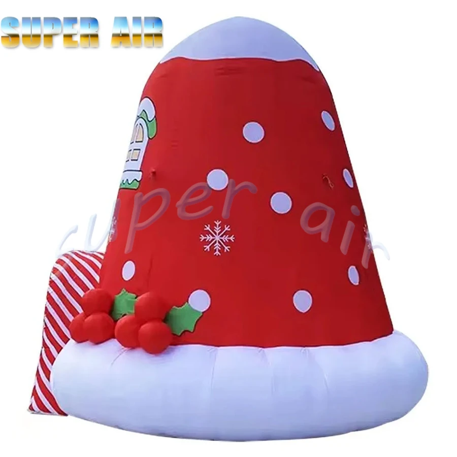 Venta al por mayor de actividades al aire libre, tienda inflable con agujeros de Navidad con forma de sombrero de Papá Noel a la venta