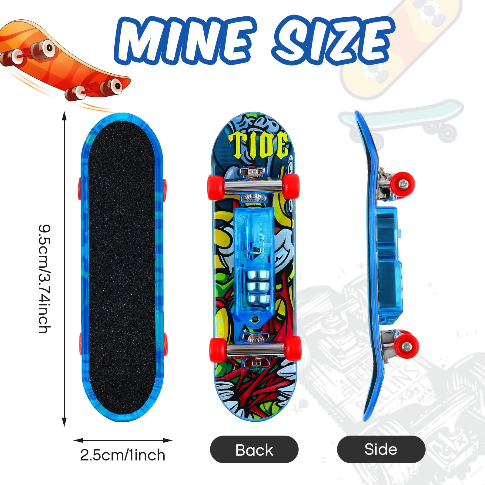 24 Pieces Mini Finger Skateboards Finger Board Set Mini Skateboards for Hand Skateboard Mini Fingerboard for Finger Skater Party