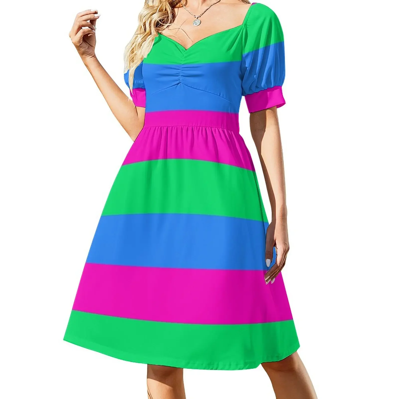 

Polysexual Pride Flag Short-Sleeved Dress beach dresses dresses ladies 2025 summer dress women elegant luxury
