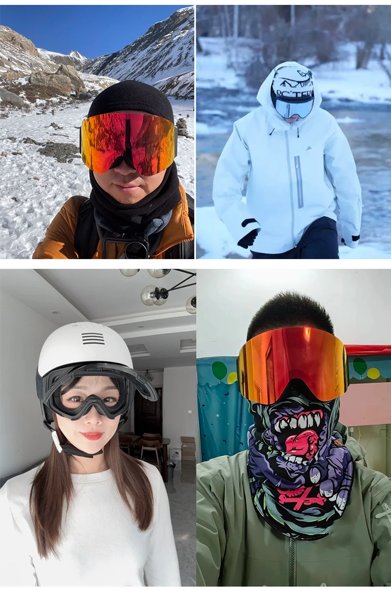 LOCLE Magnetische Skibrille Männer Frauen Doppelschichten Flip Up Snowboard Maske Skibrillen Antibeschlag OTG Motorrad Schneemobil Brille – Detail 19