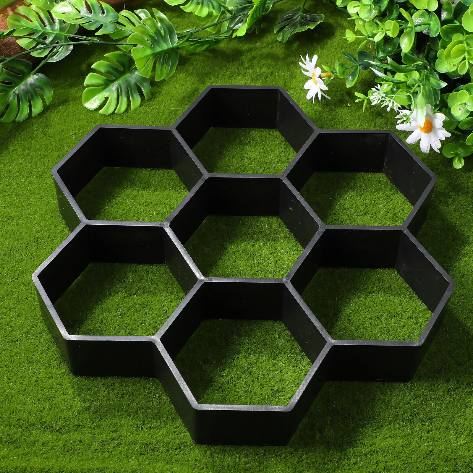 Hexagon Brick Mold Plastic Easy Clean Cement Floor Tile Mold DIY Garden Path Paving Cement Molds Hexagon Black