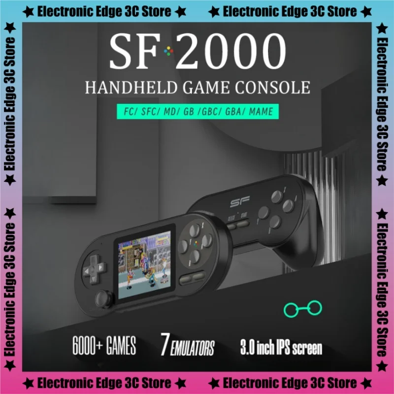 2024 Data Frog Sf2000 3 Inch Ips Screen Handheld Game Console Por Classic Retro Gba Arcade Portable Doubles Mini Handheld Device