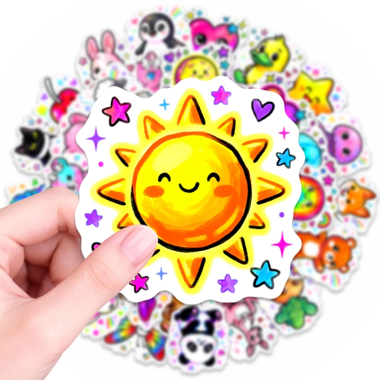 50pcsCartoon Animal Cute Stickers Cute And Shiny Food Decoration Stickers Waterproof Stickers Fun Food
