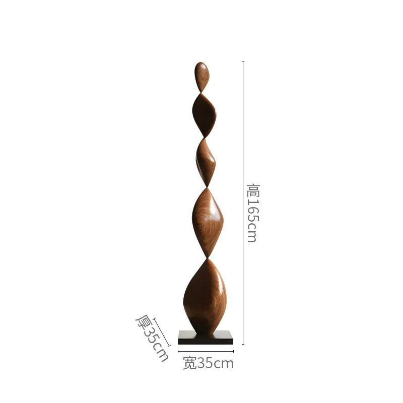 yj9 Hotel model room creative wood carving floor-to-ceiling ornaments staircase entrance vertical decoration art sculpture