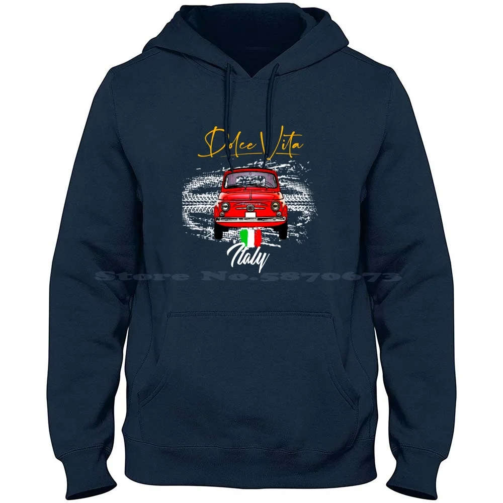 Fiat 500 Red 100% Cotton Hoodie Fiat 500 Italy Italian Abarth Vintage Cars Retro Classic Car Race Rally