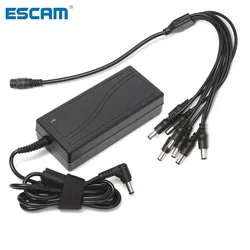 DC 12V 5A Monitor Power Adapter Power Supply + 8 Way Power Splitter Cable For Camera/Radios Surveillance CCTV