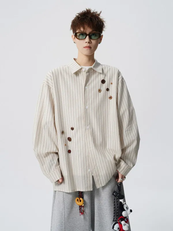 

Loose Fit Men's Casual irt Spring Summer Button Design Large Size Long Sve Plaid Casual Vintage irt College Sle