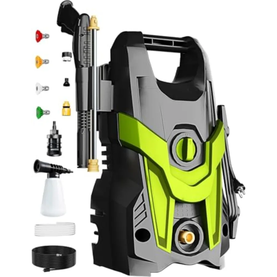 

Новая Мощная Мойка Высокого Давления 2026 года, 4500 фунтов на кв. дюйм, с 4 быстросъемными насадками, входным шлангом, фильтром и пенной насадкой для автомобилей, заборов, подъездных путей, патио