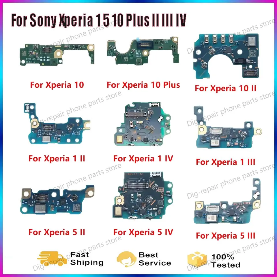For Sony Xperia 1 5 10 Plus II III IV Microphone Mic Connector Repair Parts Headphone Jack Audio Port Board Flex