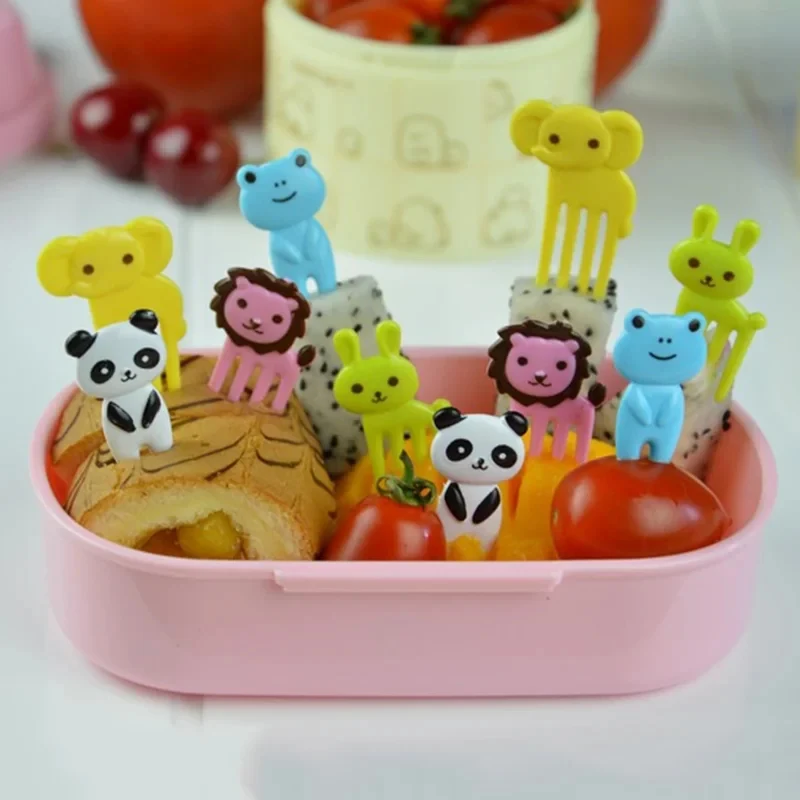 10-70pcs Animal Farm Fruit Fork Mini Children Snack Cake Dessert Food Pick Toothpick Bento Lunches Party Decor Random Color