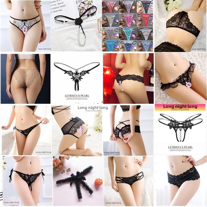 

Sexy Thong Underwear G-String Panties Open Top Thong Lace Crotchless Female Hollow Low Rise Sexy Lingerie Random Style