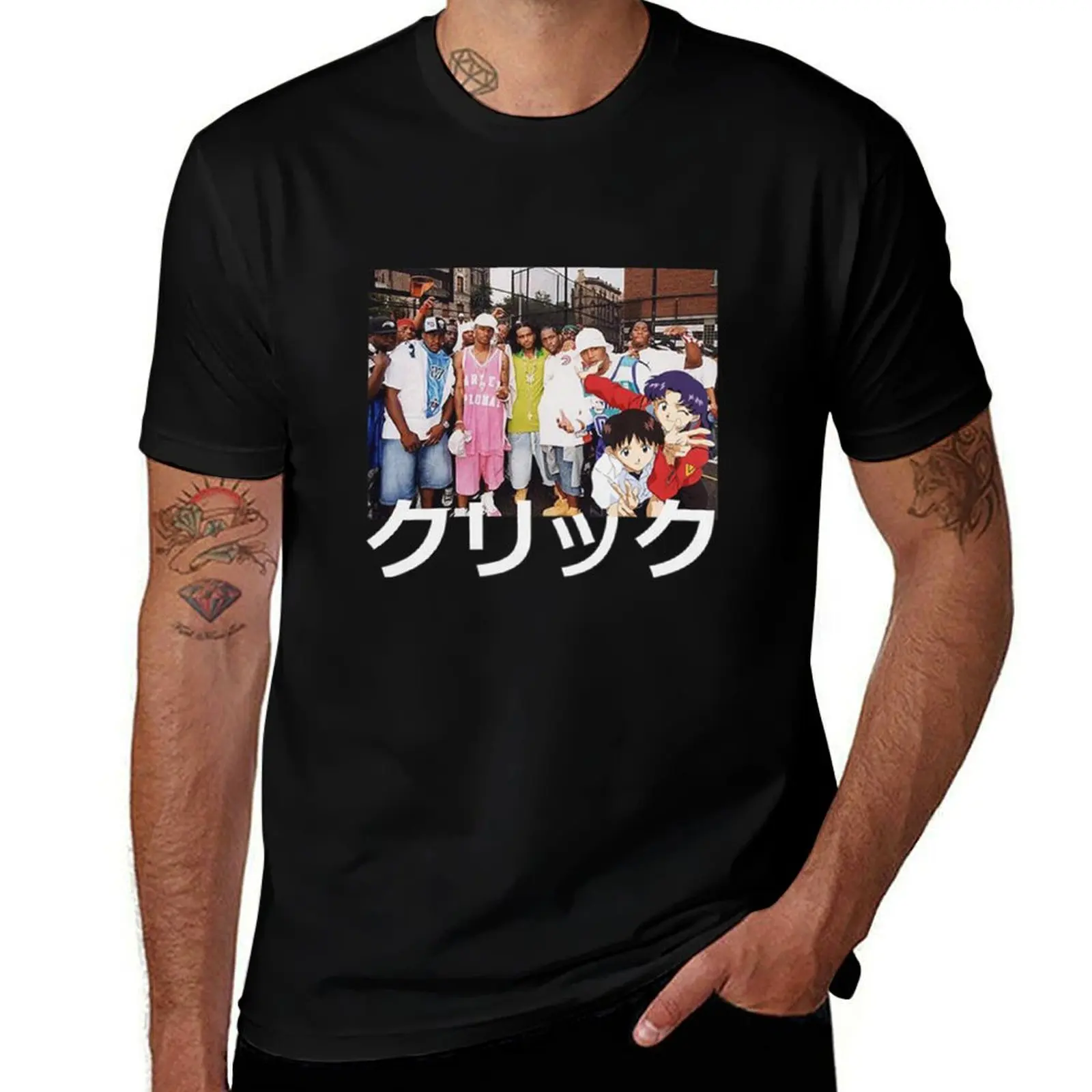 Dipset x Evangelion x Clique T-Shirt plain blue lock cotton man t-shirts plain white t shirts men