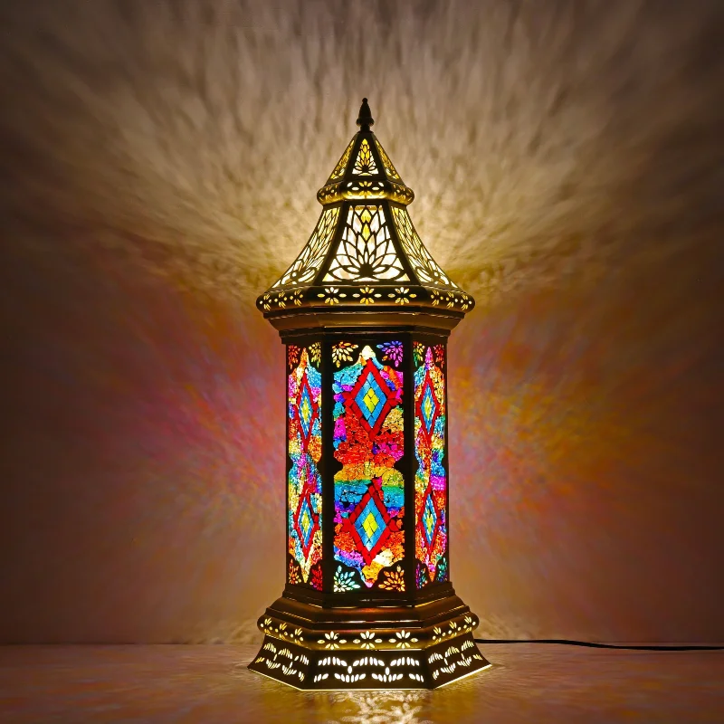 Morocco retro bedroom bedside living room Internet celebrity Xinjiang Turkish style pagoda plug-in desk lamp floor lamp