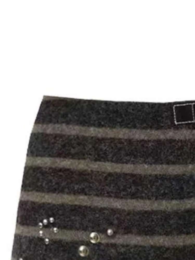 Cintura alta vintage mini saia harajuku grunge contraste cor lápis faldas y2k estética feminina sexy listra strass saias