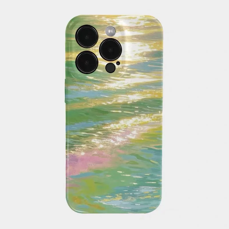 

Green Pink Shimmering Waves Phone Case for IPHONE 17 Air 16E 15 PROMAX 14 Plus 13 12 MINI 11 PRO 16Plus XR Acrylic Phone Cover