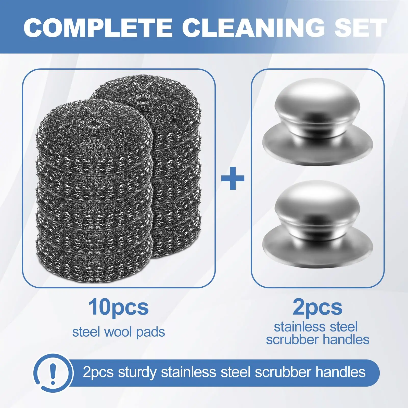 Stainless Steel Metal Scrubber Brush with Handle Rustproof Dish Washing Tool for Kitchen Pot Pan Sink Cookware Deep Cleaning