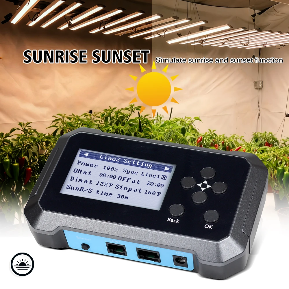 Smart Grow Light Controller RJ14 RJ45 2-channel 0-10V Light Controller With Temperature and Humidity Sensor