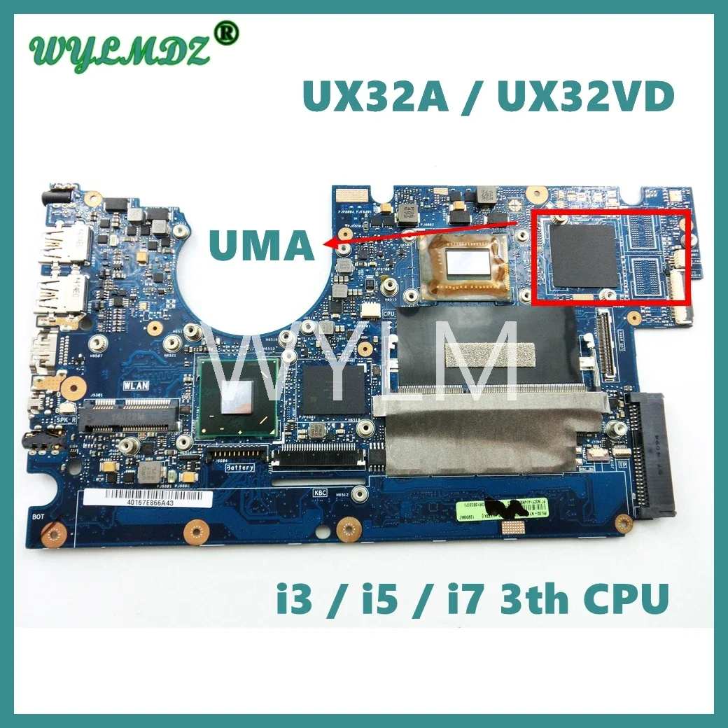 UX32A Mit i3/i5/i7 3th CPU 2GB RAM UMA oder PM Mainboard Für Asus UX32A UX32V UX32VD Laptop Motherboard Getestet Funktioniert Gut