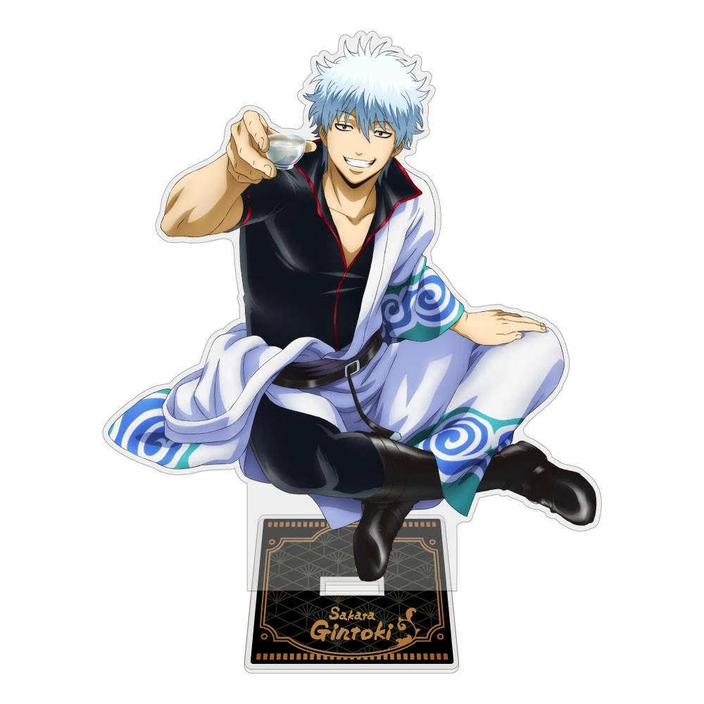 Anime Store GinTama Takasugi Okita Hijikata Gin-san Drink Ver Acrylic Characters Stand Desktop Decor Fans Charm Gifts About 15cm