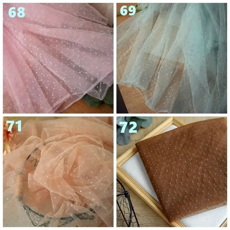 Exquisite Small Dots Soft Tulle Fabric , Flocked Polka Dot Mesh Tulle Lace Fabric for Bridal, Party Decor, Tutu Dress,