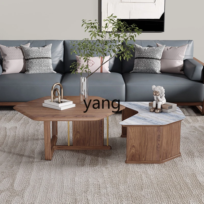 LMMmodern simple solid wood rock slab coffee table heterosexual small tea table