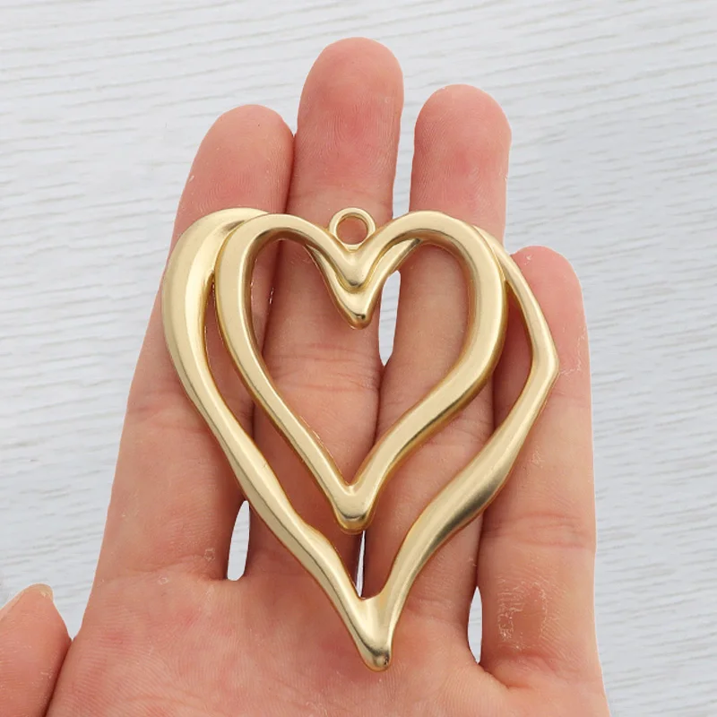 

1 x Matte Gold Color Double Layer Heart Romantic Charm Pendant For DIY Jewellery Necklace Earring Accessories Makings
