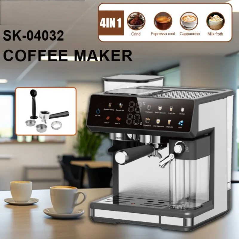 Semi-automatic Espresso Machine Built-in Grinder Steam Wand for Coffee Brewing Concentrate Making