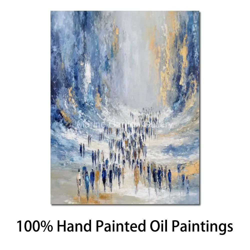 Large Textured Judaic Canvas Art Parting the Red Sea Handmade Abstract Oil Painting Jewish Biblical Exodus Spiritual Home Decor