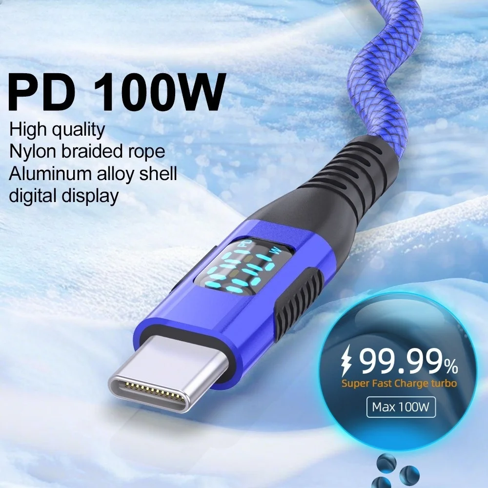 60W 100W Type C Cable PD Fast Charging Phone Charger Data Cord For iPhone 16 15 Samsung Xiaomi USB C To USB C Quick Charge Cable