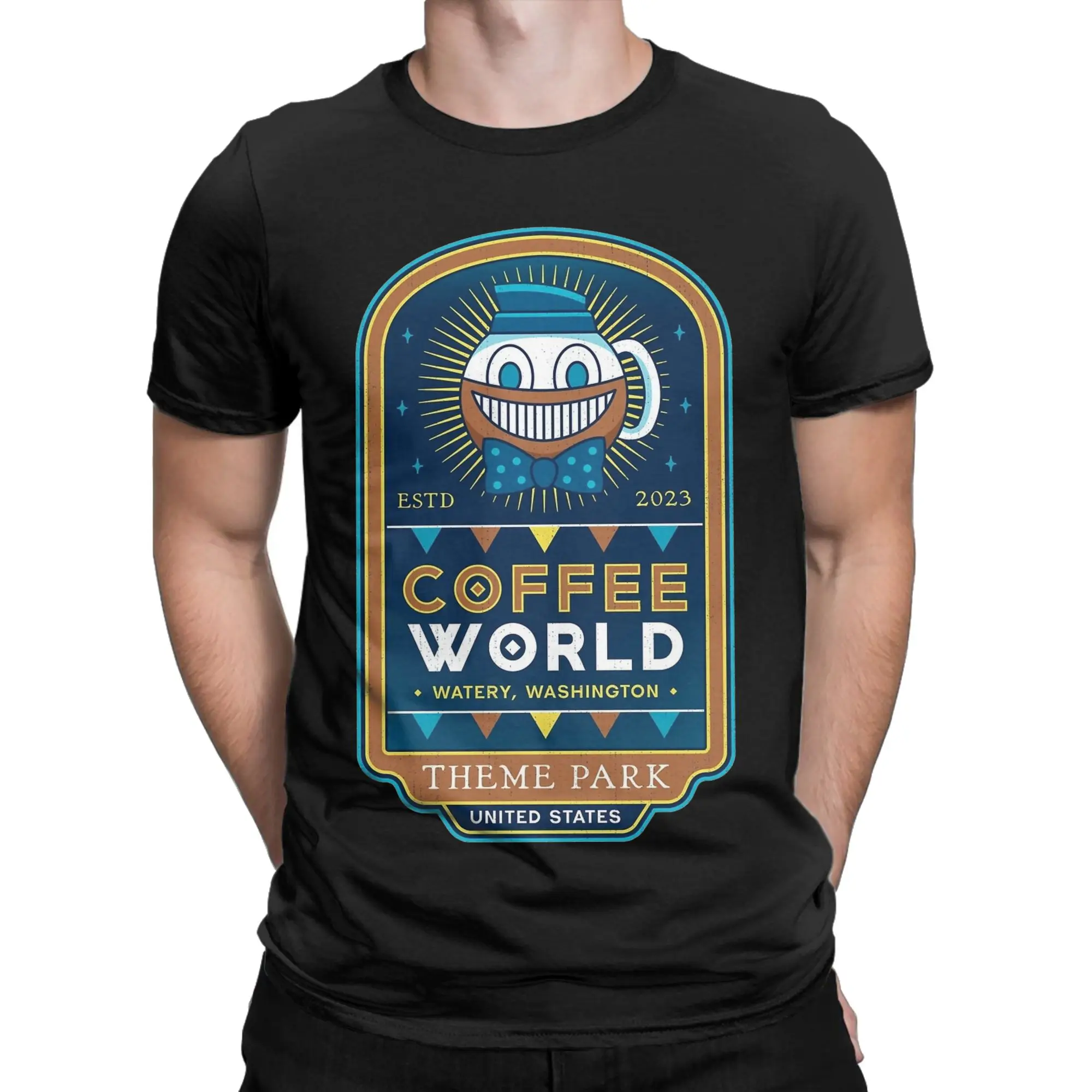 Watery Coffee World Alan Wake 2 T Shirts for Men 100% Cotton T-Shirt Game Anime Tee Shirt Short Sleeve Clothes New Arrival