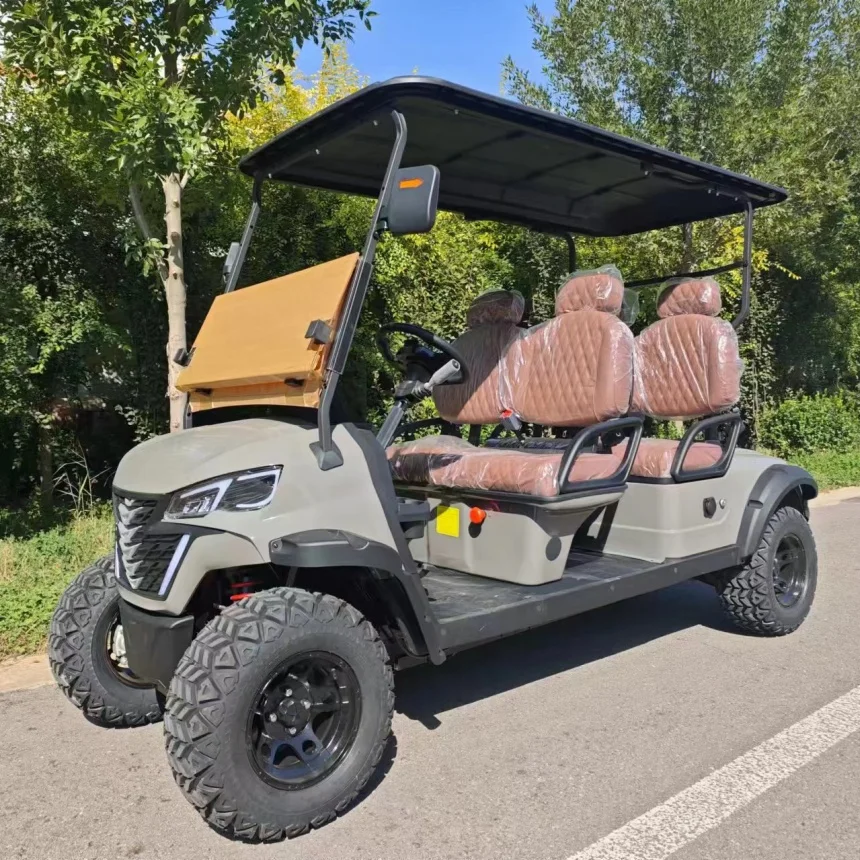 2+2 Seats Utility Vehicle 48V 60V 72V Electric Golf Cart With Disc Brake Drive 5000W Motor Top Basket High-End Seat Golf Cart