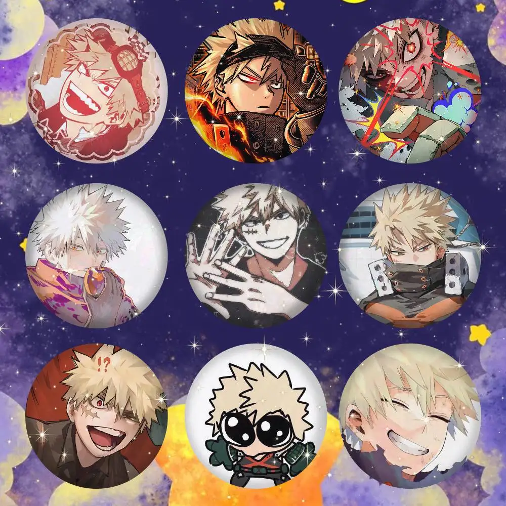 K-Katsuki B-Bakugo Weißblech-Brosche, Figuren-Icon-Abzeichen, handgefertigte Broschen zur Dekoration von Rucksäcken und Kleidung